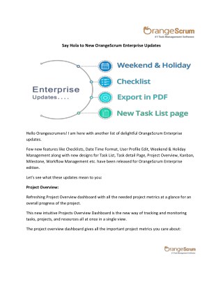 Say Hola to New OrangeScrum Enterprise Updates
