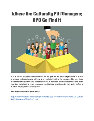 Where Are Culturally Fit Managers; RPO Go Find It
