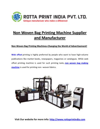Non Woven Bag Printing Machine Supplier