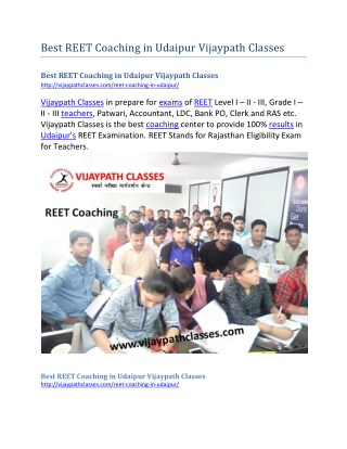 Best REET Coaching in Udaipur Vijaypath Classes