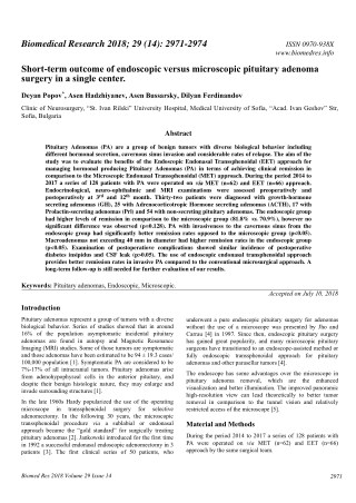 Short-term outcome of endoscopic versus microscopic pituitary adenoma surgery in a single center