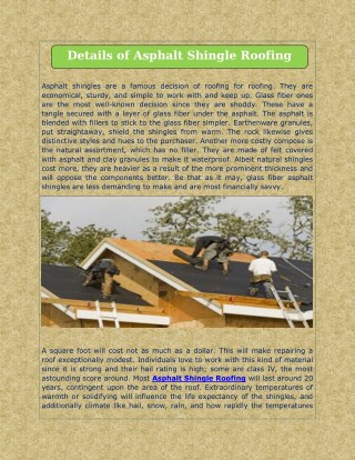 Details of Asphalt Shingle Roofing