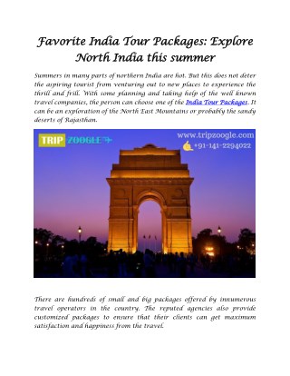 Favorite India Tour Packages: Explore North India this summer