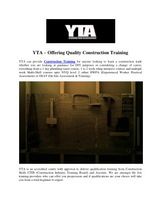 YTA – Offering Quality Construction Training