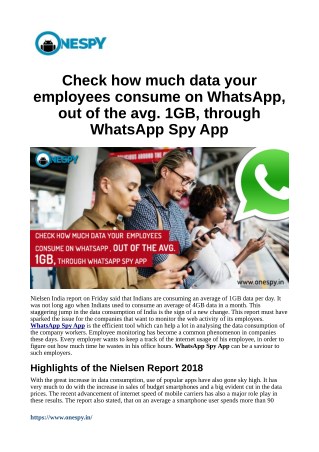 Check how much data your employees consume on WhatsApp, out of the avg. 1GB, through WhatsApp Spy App