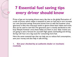 7 Essential fuel saving tips every driver should know