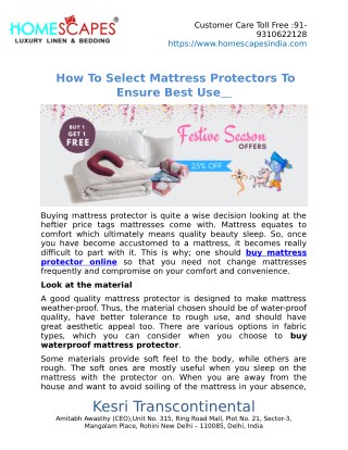 How To Select Mattress Protectors To Ensure Best Use