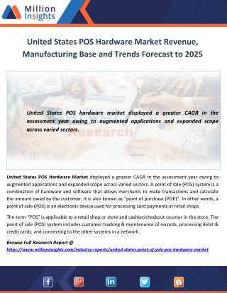 United States POS Hardware Market Revenue, Manufacturing Base and Trends Forecast to 2025