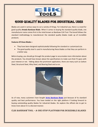 Good Quality Blades for Industrial Uses