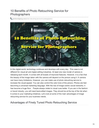 10 Benefits of Photo Retouching Service for Photographers
