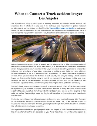 When to Contact a Truck accident lawyer Los Angeles | West coast trial lawyers