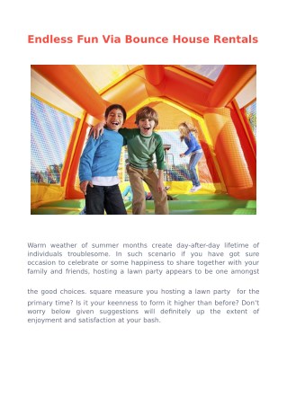 Endless Fun Via Bounce House Rentals