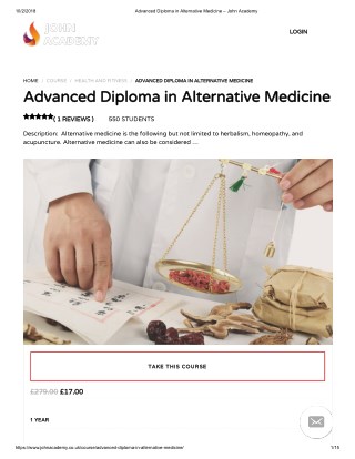 Advanced Diploma in Alternative Medicine - John Academy