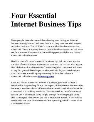 Four Essential Internet Business Tips