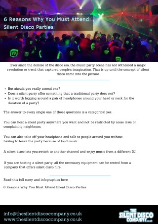 6 Reasons Why You Must Attend Silent Disco Parties