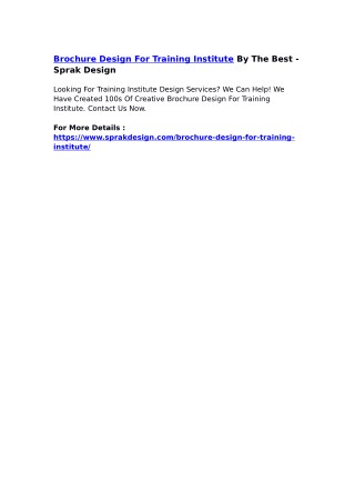 Brochure Design For Training Institute By The Best - Sprak Design