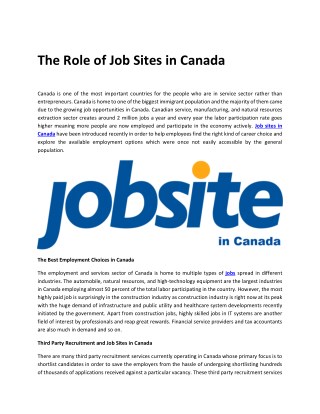 The Role of Job Sites in Canada