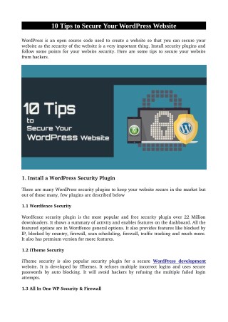 ﻿10 Tips to Secure Your WordPress Website