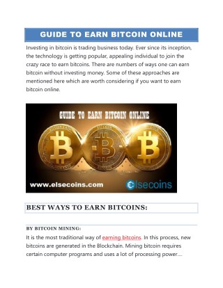 Guide to earn bitcoin online