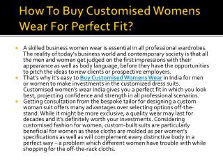 How To Buy Customised Womens Wear For Perfect Fit?