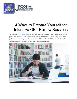 4 Ways to Prepare Yourself for Intensive OET Review Sessions