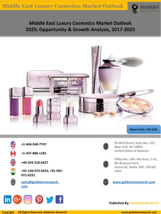 Middle East Luxury Cosmetics Market Outlook 2025: Opportunity & Growth Analysis, 2017-2025
