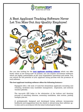 A Best Applicant Tracking Software Never Let You Miss Out Any Quality Employee!