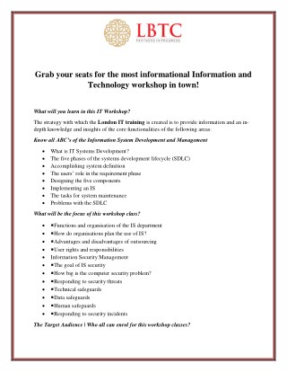 Grab your seats for the most informational information and technology workshop in town