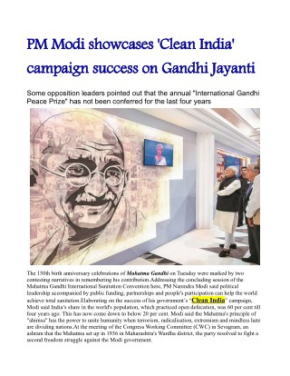 PM Modi showcases 'Clean India' campaign success on Gandhi Jayanti