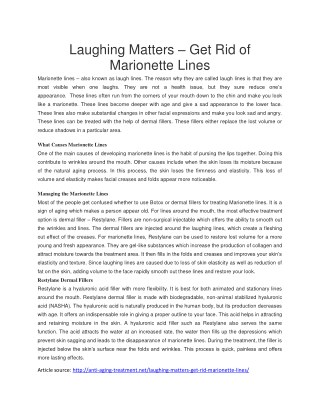Laughing Matters – Get Rid of Marionette Lines