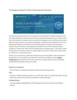 7 Outrageous Ideas For Node Js Development Services.