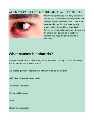 WHEN YOUR EYELIDS ARE INFLAMED — BLEPHARITIS
