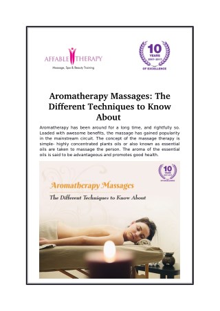 Aromatherapy Massages: The Different Techniques to Know About