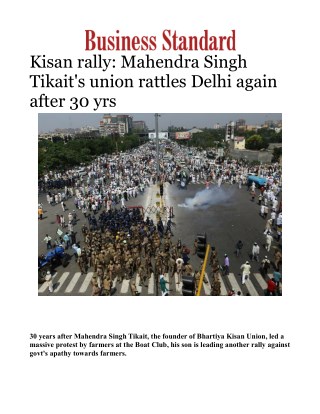 Kisan rally: Mahendra Singh Tikait's union rattles Delhi again after 30 yrs 