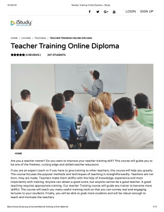 Teacher Training Online Diploma - istudy