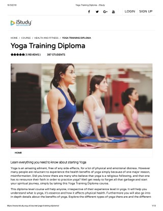 Yoga Training Diploma - istudy