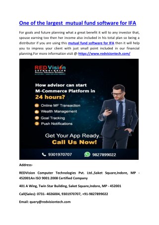 One of the largest mutual fund software for IFA