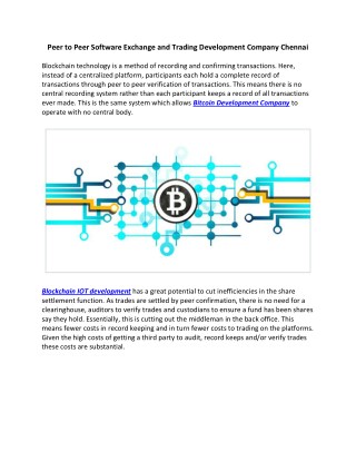 Peer to Peer Software Exchange and Trading Development Company Chennai