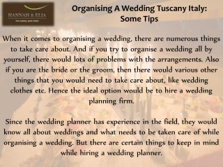 Organising A Wedding Tuscany Italy
