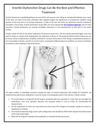 Erectile Dysfunction Drugs Can Be the Best and Effective Treatment