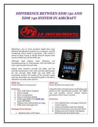 DIFFERENCE BETWEEN EDM 730 AND EDM 740 SYSTEM IN AIRCRAFT