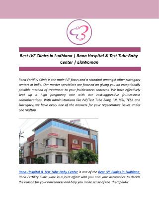 Best IVF Clinics in Ludhiana | Rana Hospital & Test Tube Baby Center | ElaWoman