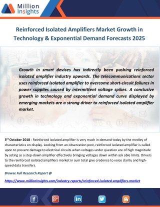 Reinforced Isolated Amplifiers Market Growth in Technology & Exponential Demand Forecasts 2025