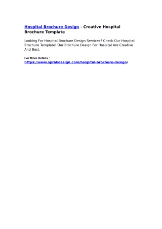 Hospital Brochure Design - Creative Hospital Brochure Template