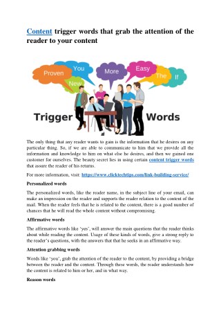 Content trigger words that grab the attention of the reader to your content