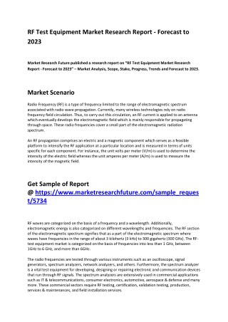 RF Test Equipment Market Future Trends, Opportunities and Strong Growth in Future 2023