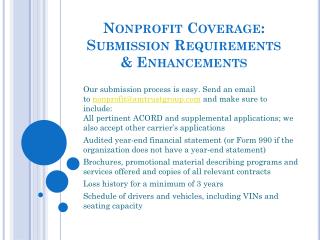 Nonprofit Coverage: Submission Requirements & Enhancements