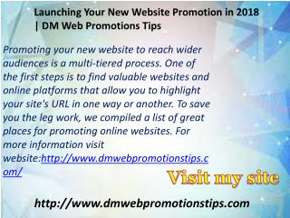Launching Your New Website Promotion in 2018 | DM Web Promotions Tips