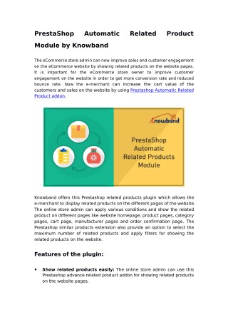 PrestaShop Automatic Related Product Module by Knowband