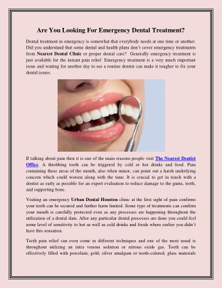 Are You Looking For Emergency Dental Treatment